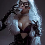 Black Marvel cat with milk on her chest: Russian cosplayer demonstrates her image → photo 2