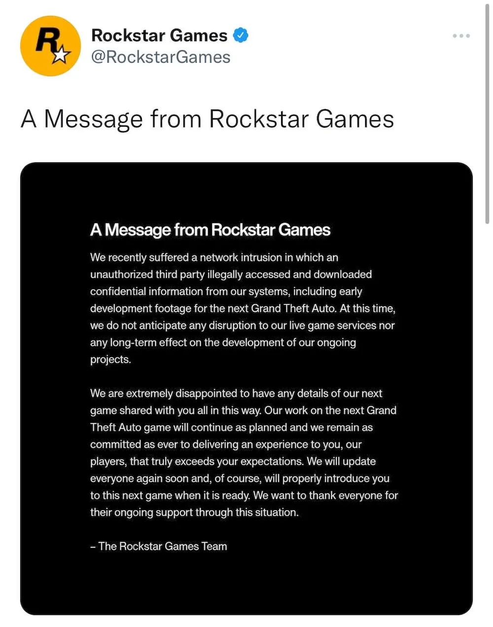 Официальное заявление от Rockstar о взломе GTA 6 → photo 22