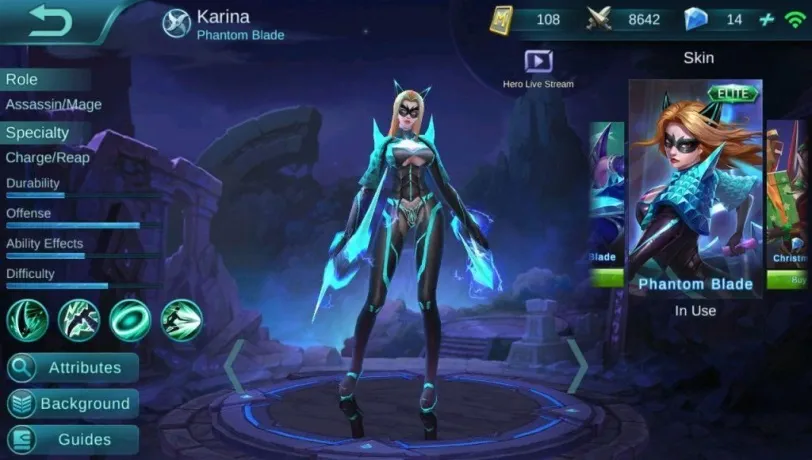 Hero Karina in Mobile Legends: Description and abilities. - photo №77180
