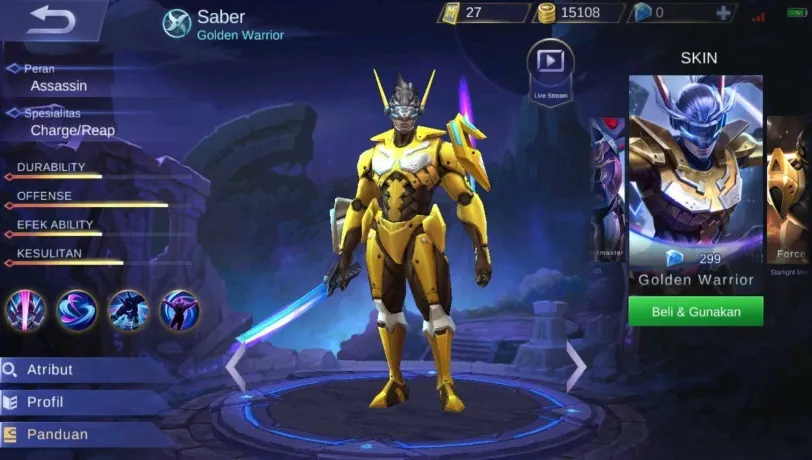 Hero Saber in Mobile Legends: Description and abilities. - photo №78974